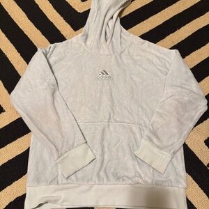 Big Girls Adidas Sea Green Plush Velvet Cozy Sweatshirt Hoodie Sz XL